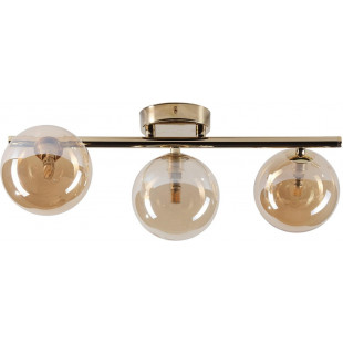 Lampa sufitowa Estera Glamour | 3 szklane kule, bursztyn/złoto - TK Lighting