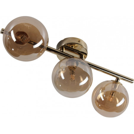 Lampa sufitowa Estera Glamour | 3 szklane kule, bursztyn/złoto - TK Lighting