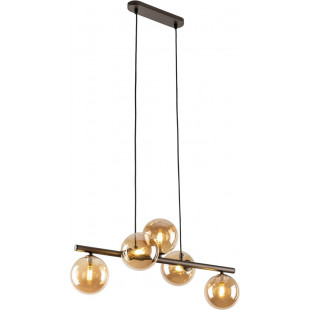Lampa wisząca podłużna 5 szklanych kul Estera Brown 65cm bursztynowy / brąz TK Lighting