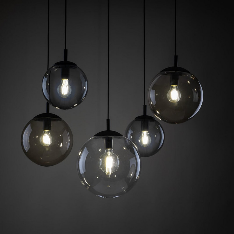 Lampa wisząca Esme | 5 szklanych kul, loft, TK Lighting