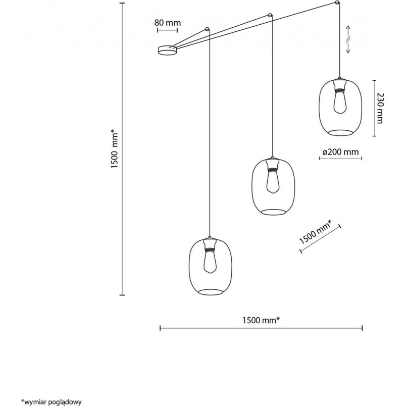 Lampa Wisząca Szklana Pająk Elio III | TK Lighting