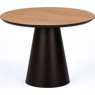 Stolik okrągły fornirowany na jednej nodze Cone 63cm dąb / czarny Nordifra
