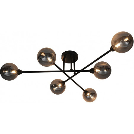 Lampa sufitowa szklana Zumaline Basis | 6 kule | Czarna