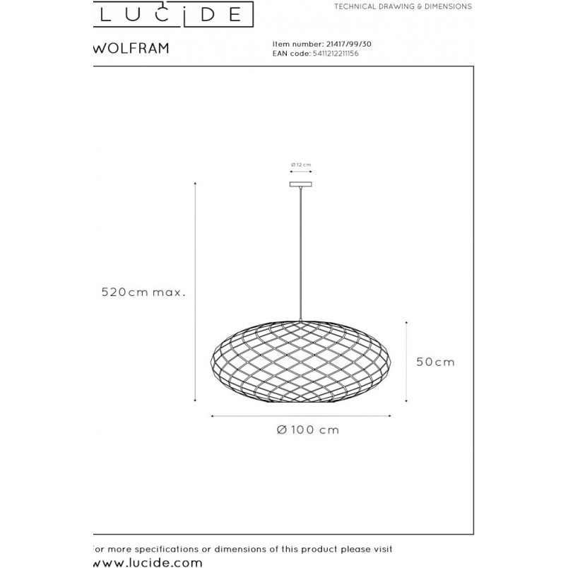 Lampa Wisząca Wolfram Czarna | Lucide - Loftowa Elegancja