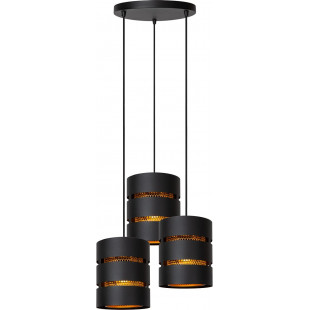 Lampa Wisząca Rosas 3pkt Czarna/Złoto Lucide | Loftowa