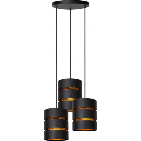 Lampa Wisząca Rosas 3pkt Czarna/Złoto Lucide | Loftowa