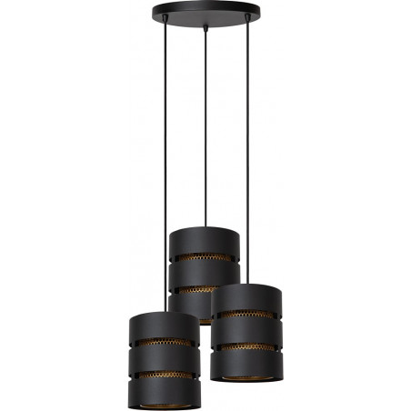Lampa Wisząca Rosas 3pkt Czarna/Złoto Lucide | Loftowa