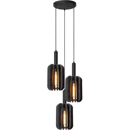 Lampa wisząca filcowa 3 punktowa Rafał szara | Lucide