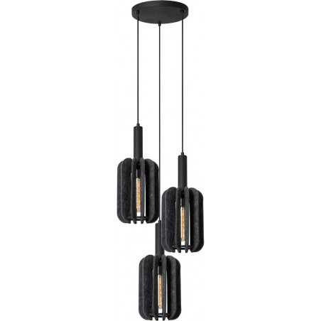 Lampa wisząca filcowa 3 punktowa Rafał szara | Lucide
