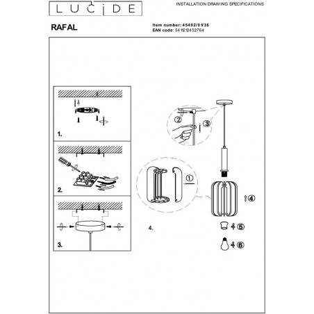 Lampa wisząca filcowa Rafal szara | Lucide - Loftowa elegancja