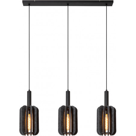 Lampa Wisząca Rafal - 3 punkty, Szara, Filc Lucide | Kup Teraz