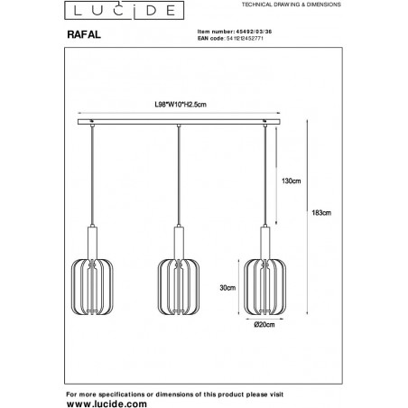 Lampa Wisząca Rafal - 3 punkty, Szara, Filc Lucide | Kup Teraz