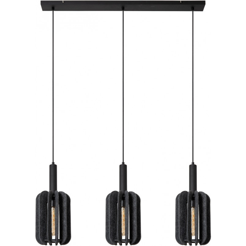 Lampa Wisząca Rafal - 3 punkty, Szara, Filc Lucide | Kup Teraz