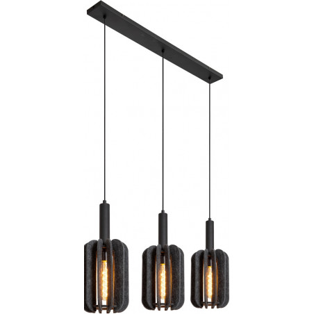 Lampa Wisząca Rafal - 3 punkty, Szara, Filc Lucide | Kup Teraz