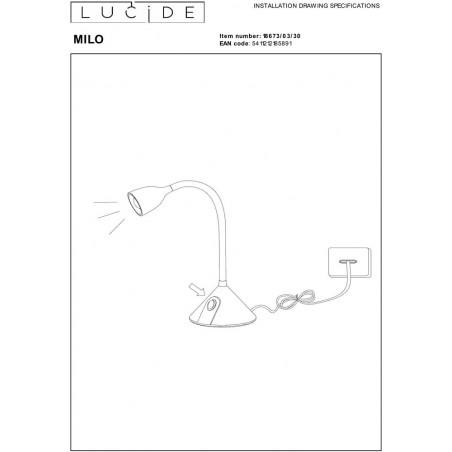 Lampa biurkowa LED Milo czarna | Lucide - Eleganckie oświetlenie