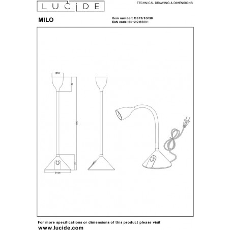 Lampa biurkowa LED Milo czarna | Lucide - Eleganckie oświetlenie