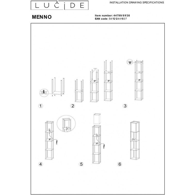 Lampa podłogowa Menno | Lucide | Kremowa z ładowarką