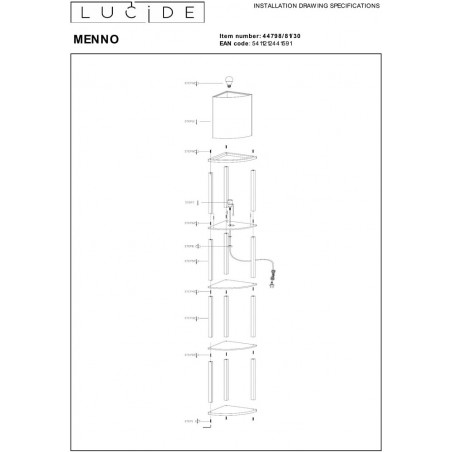 Lampa podłogowa Menno - Biała z półkami | Lucide