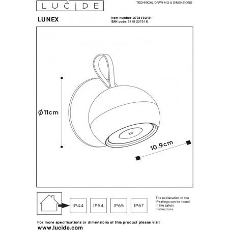 Lampa zewnętrzna LED Lunex - nowoczesny kinkiet Lucide