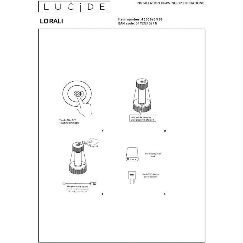 Lampa stołowa zewnętrzna LED Lorali | Lucide - Nowoczesny Design