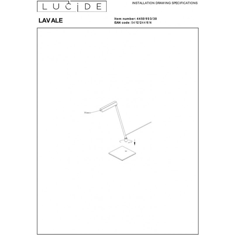 Lampa biurkowa LED Lavale - Czarna, Minimalistyczny Design | Lucide