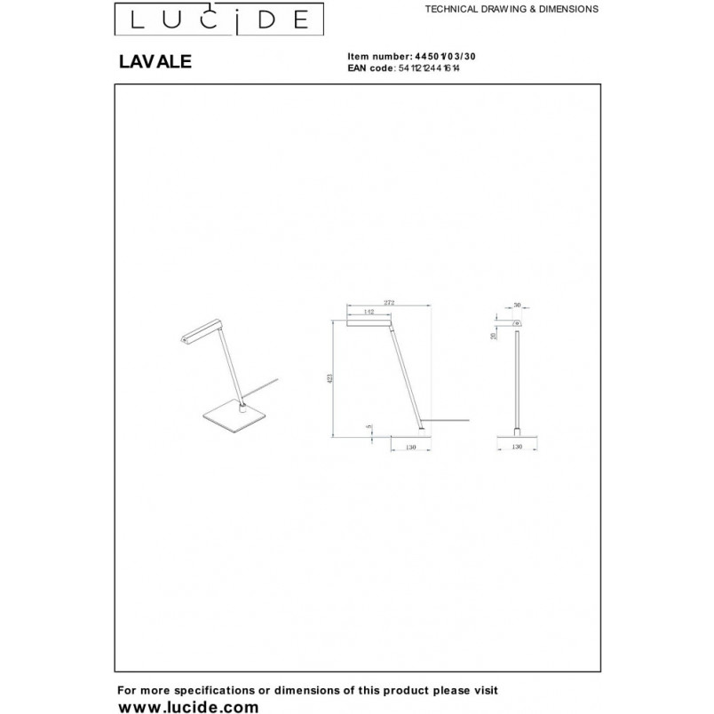 Lampa biurkowa LED Lavale - Czarna, Minimalistyczny Design | Lucide