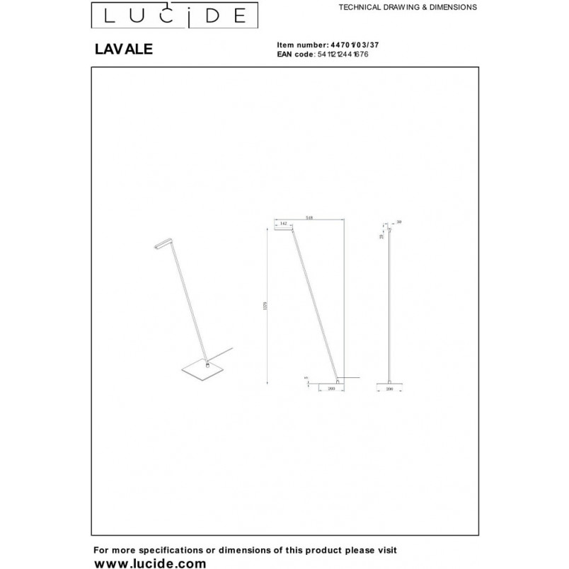 Lampa podłogowa LED turkusowa Lucide Lavale - Ściemniacz
