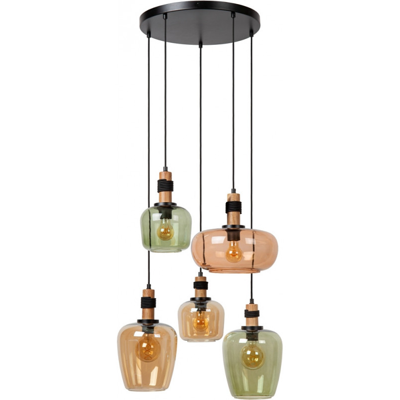 Lampa wisząca Ilona | 5 punktów, szkło, retro | Lucide