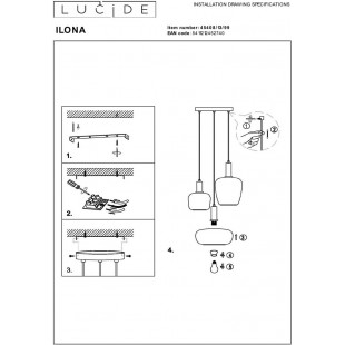 Lampa wisząca Ilona | Szklana, kolorowa, 3xE27 | Lucide