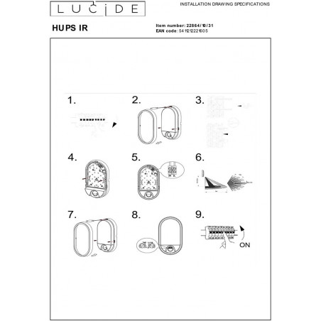 Kinkiet LED z czujnikiem ruchu | Lucide HUPS IR Oval - Biały