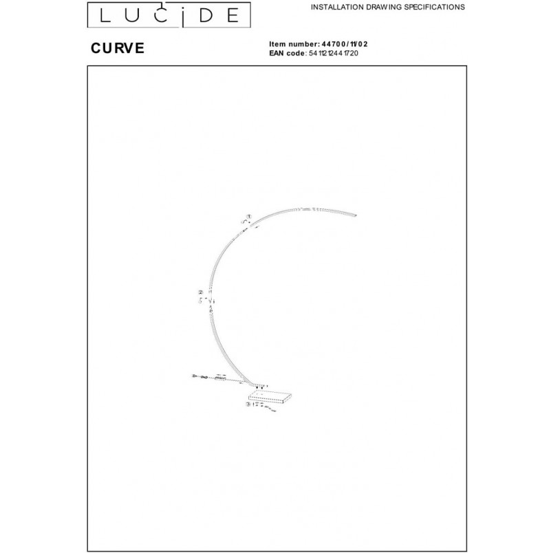 Lampa łukowa Curve LED | Mosiądz, Marmur | Lucide