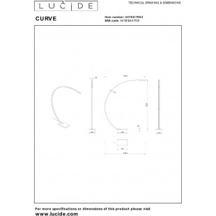 Lampa łukowa Curve LED | Mosiądz, Marmur | Lucide