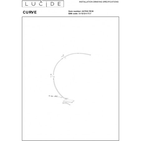 Lampa łukowa Curve LED czarny/marmur | Lucide - Nowoczesne oświetlenie