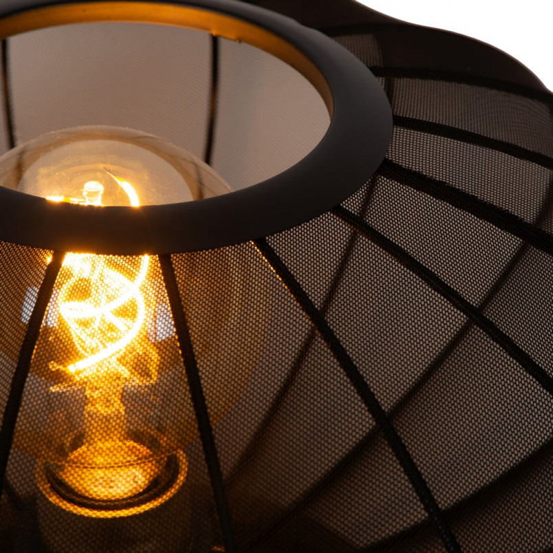 Lampa stołowa Corina | Czarna z abażurem | Lucide