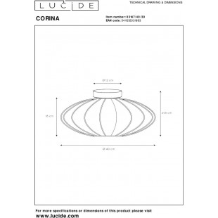 Plafon Corina czarny Lucide | Materiałowy, E27, 40cm