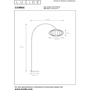 Lampa łukowa Corina kremowa Lucide | Japandi, Boho