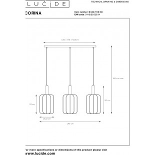 Lampa wisząca Corina III | Japandi, kremowa | Lucide