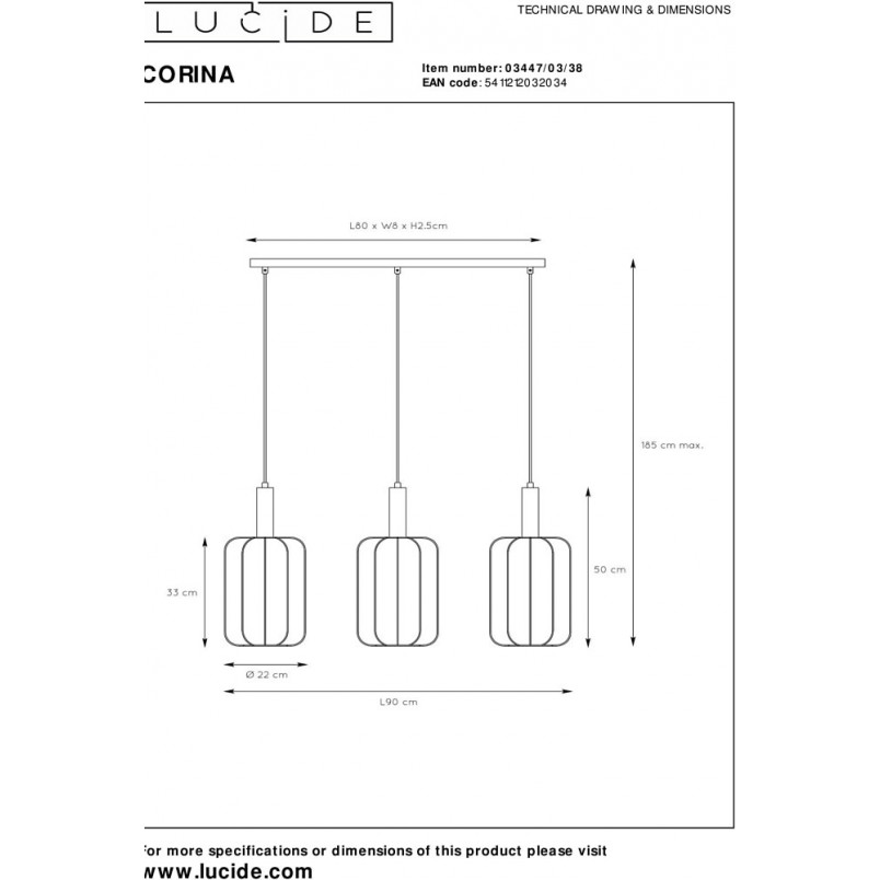 Lampa wisząca Corina III | Japandi, kremowa | Lucide