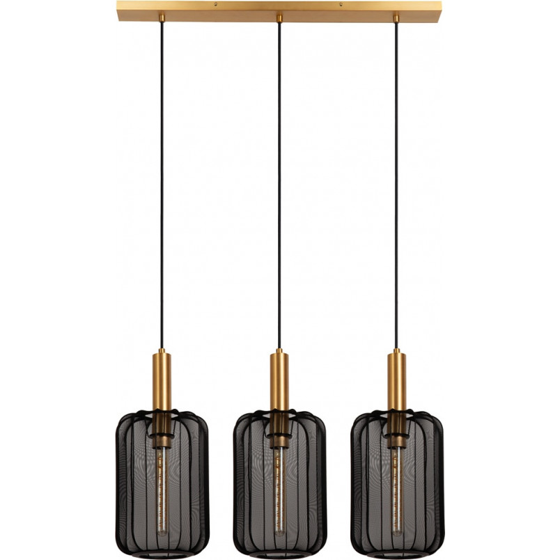 Lampa wisząca Corina III | Czarna z złotem | Lucide