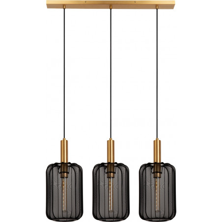 Lampa wisząca Corina III | Czarna z złotem | Lucide