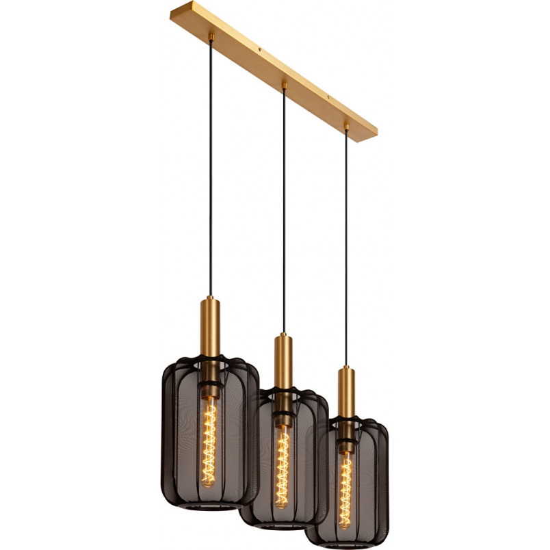 Lampa wisząca Corina III | Czarna z złotem | Lucide