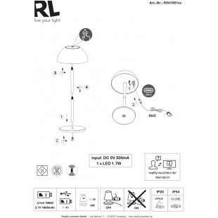 Lampa zewnętrzna Ricardo LED - biała, nowoczesna | Reality