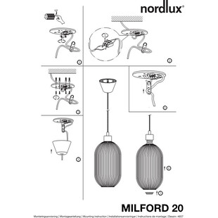 Lampa wisząca Milford biała Nordlux | E27, szkło