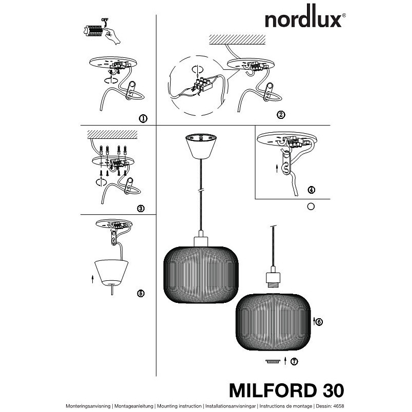 Lampa wisząca Milford biała Nordlux | Szkło, E27