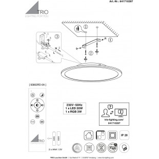Plafon LED Yuma z pilotem - Trio | Nowoczesne oświetlenie
