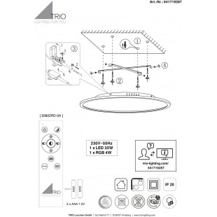 Plafon LED Trio Yuma 60cm - Ściemnianie, Pilot | Kup Teraz