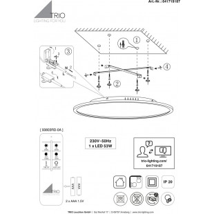 Plafon LED Trio Yuma: Ściemnianie pilotem | 100cm
