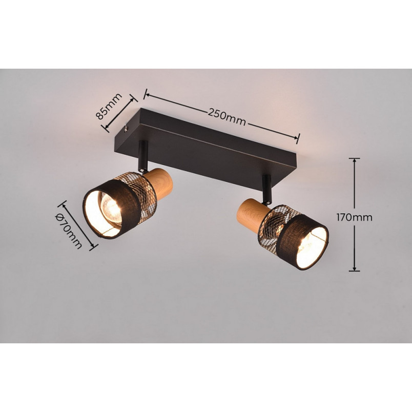 Reflektor sufitowy loft Nandini II | Trio - Czarny mat