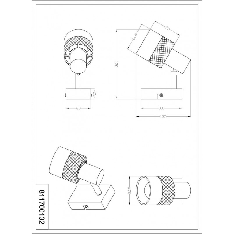 Kinkiet Loft Nandini Czarny Trio - Azurowy Design | Sklep Lamp