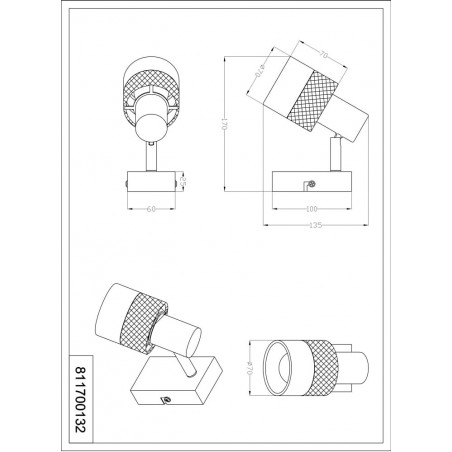 Kinkiet Loft Nandini Czarny Trio - Azurowy Design | Sklep Lamp